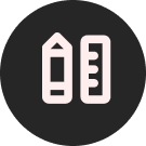 Icona stilizzata con matita e righello.